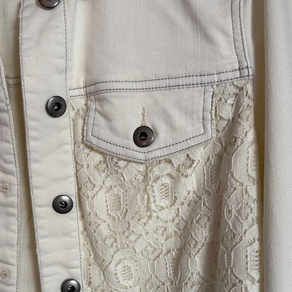 Free People Cream Lace Jean Jacket - Picture 3 of 7
